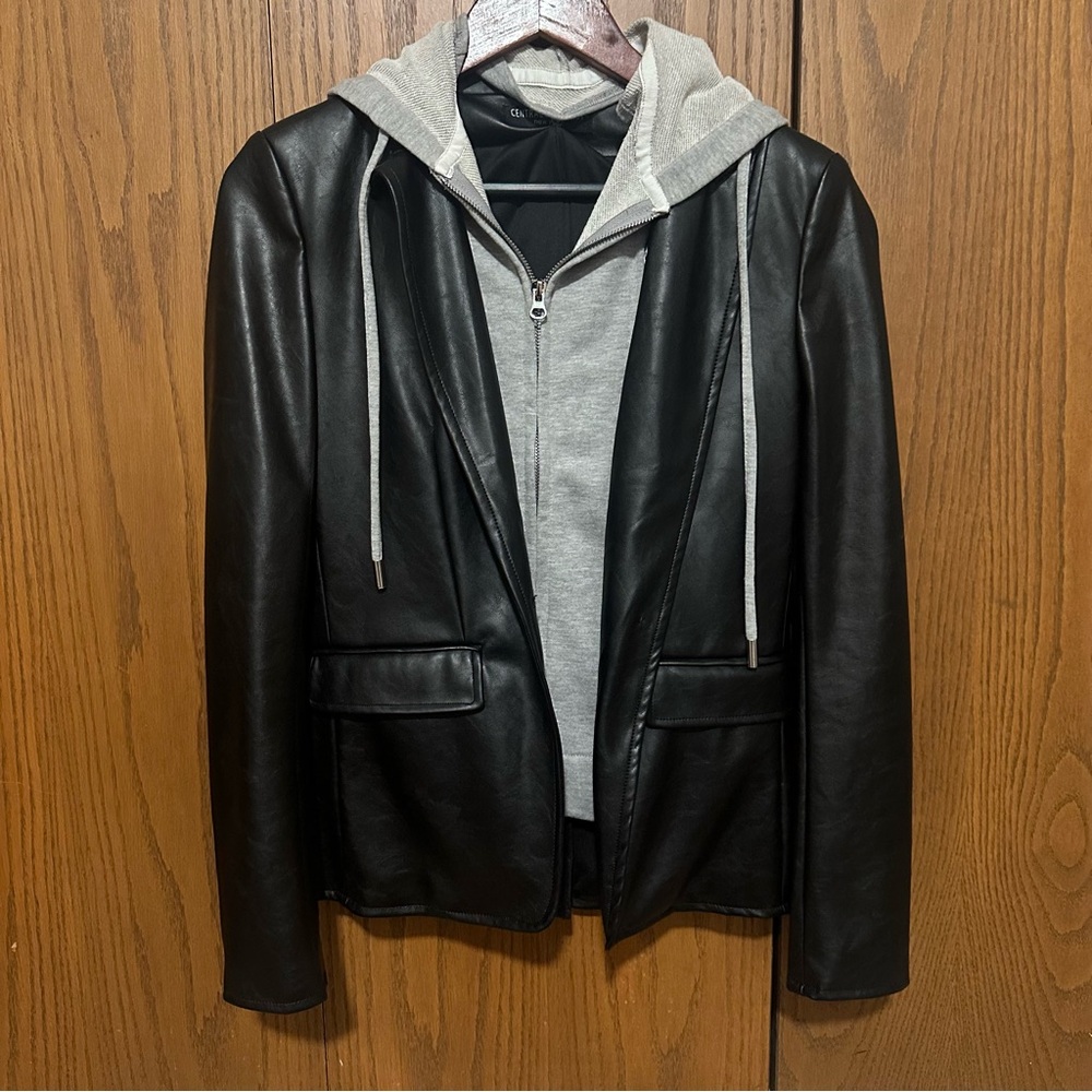 Central Park West Faux Leather Blazer